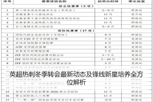 英超热刺冬季转会最新动态及锋线新星培养全方位解析